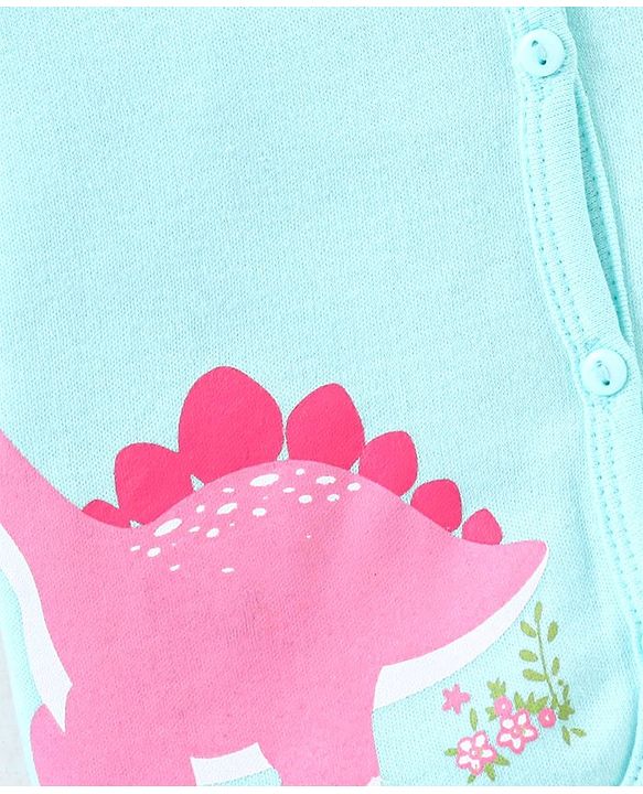 Babyhug 100% Cotton Antibacterial Half Sleeves Vests Dino Print Pack of 3 - Blue & Pink
