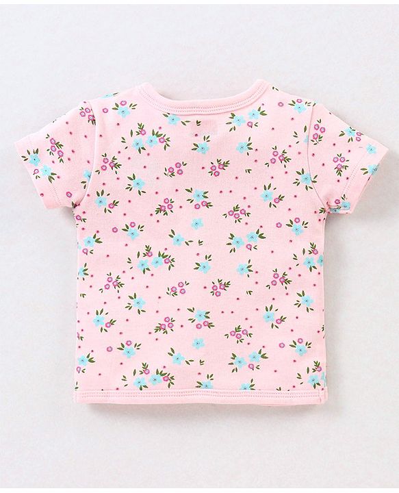 Babyhug 100% Cotton Antibacterial Half Sleeves Vests Dino Print Pack of 3 - Blue & Pink