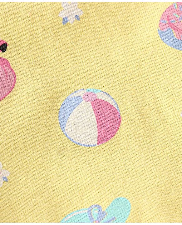 Babyhug 100% Cotton Frill Sleeves Antibacterial Vests With Floral Print Pack of 2- Pink & Yellow