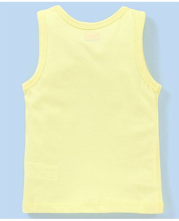 Babyhug 100% Cotton Knit Sleeveless Antibacterial Striped Sando Palm Tree Print Pack of 3 - Purple & Yellow