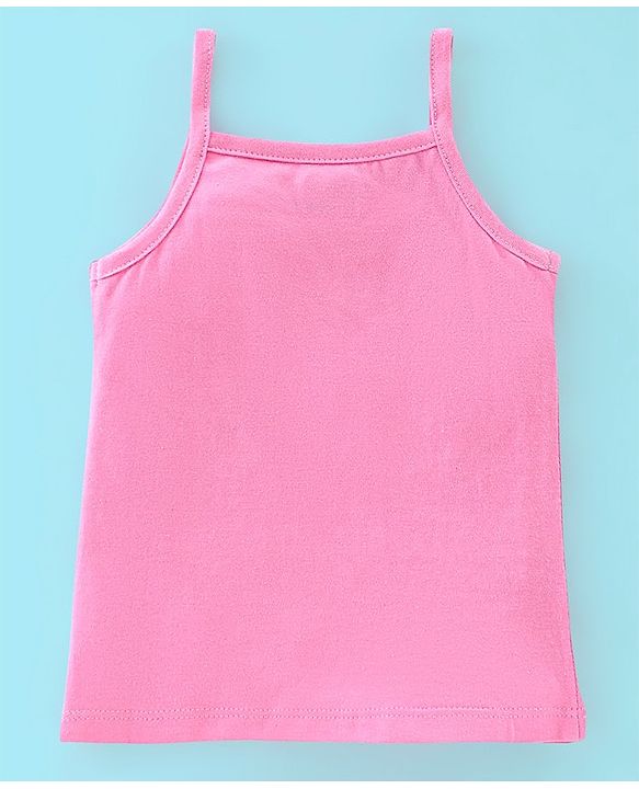 Babyhug 100% Cotton Knit Sleeveless Antibacterial Slips Butterfly & Polka Dot Print Pack of 3 - Pink Purple & White