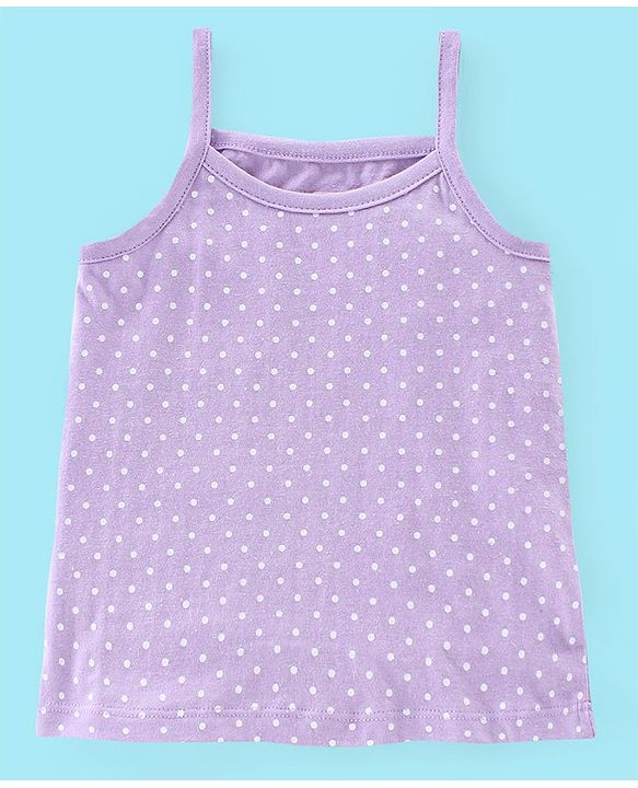 Babyhug 100% Cotton Knit Sleeveless Antibacterial Slips Butterfly & Polka Dot Print Pack of 3 - Pink Purple & White
