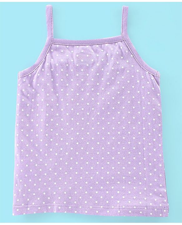 Babyhug 100% Cotton Knit Sleeveless Antibacterial Slips Butterfly & Polka Dot Print Pack of 3 - Pink Purple & White
