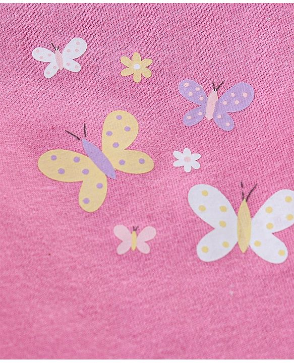 Babyhug 100% Cotton Knit Sleeveless Antibacterial Slips Butterfly & Polka Dot Print Pack of 3 - Pink Purple & White