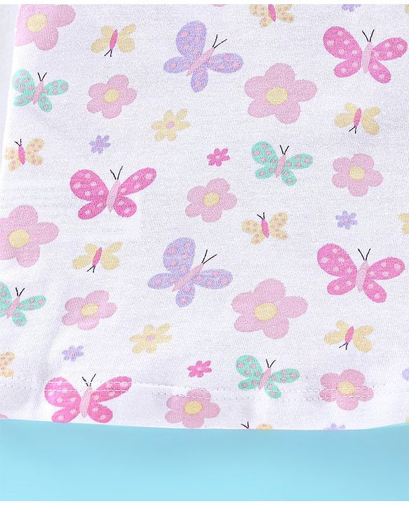 Babyhug 100% Cotton Knit Sleeveless Antibacterial Slips Butterfly & Polka Dot Print Pack of 3 - Pink Purple & White