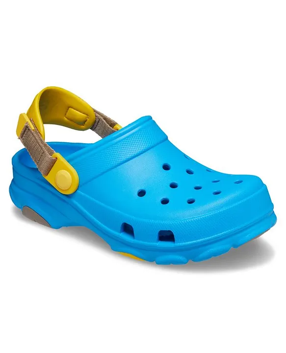 blue and yellow crocs