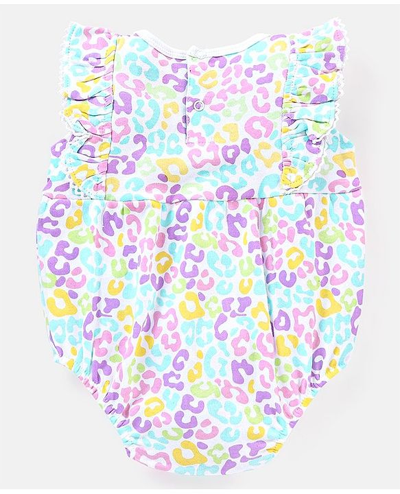 Babyhug 100% Cotton Sleeveless Onesie with Head Band Abstract Print - Multicolour