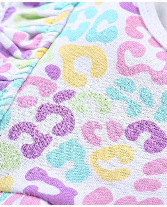 Babyhug 100% Cotton Sleeveless Onesie with Head Band Abstract Print - Multicolour