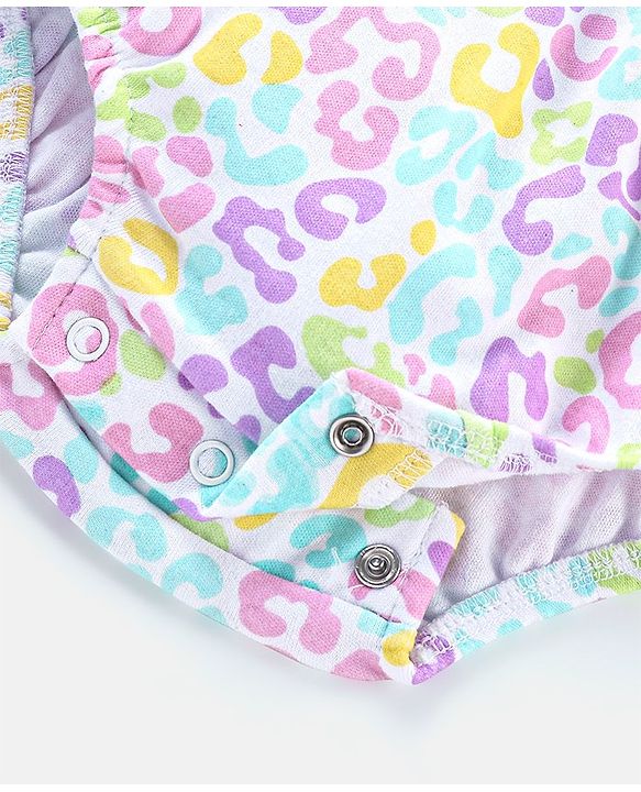 Babyhug 100% Cotton Sleeveless Onesie with Head Band Abstract Print - Multicolour