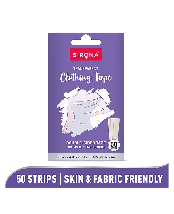 Sirona Women Fashion Tape Double Stick Strips – 16 Strips, For Clothing &  Body, Strong and Clear Tape for All Skin Tones and Fabric, Waterproof &  Sweat proof