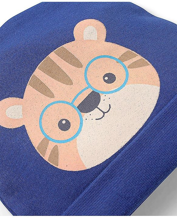 Babyhug 100% Cotton Cap Tiger Print Navy - Diameter 9.5 cm
