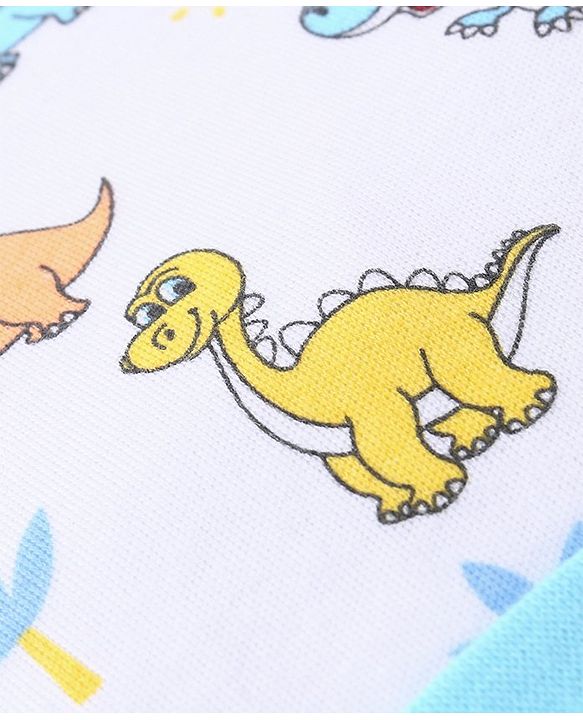 Babyhug 100% Cotton Cap Mittens & Booties Set Dinosaur Print - Blue