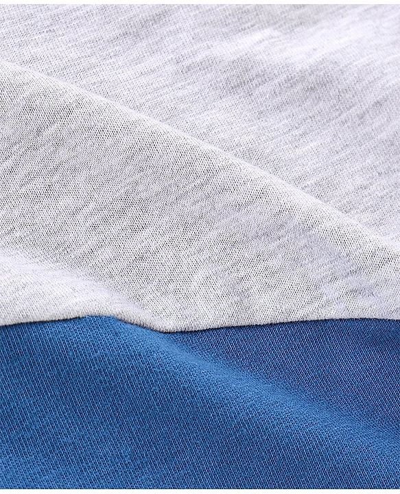 Babyhug Cotton Knit Half Sleeves T-Shirt & Lounge Pants Set Colour Block - Red Blue & White
