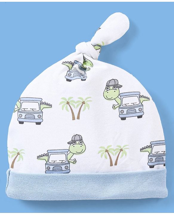 Babyhug 100% Cotton Cap Dino Printed - White