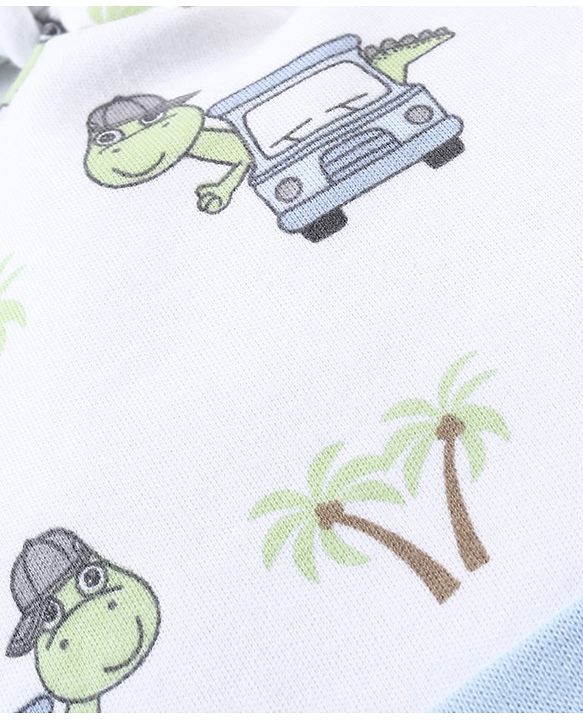 Babyhug 100% Cotton Cap Dino Printed - White