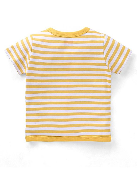 Babyhug 100% Cotton Front Open Dino Print Vests Pack of 3 - White Blue & Yellow