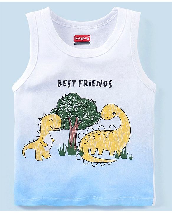 Babyhug 100% Cotton Sleeveless Sando Pack of 3 - Yellow & Blue