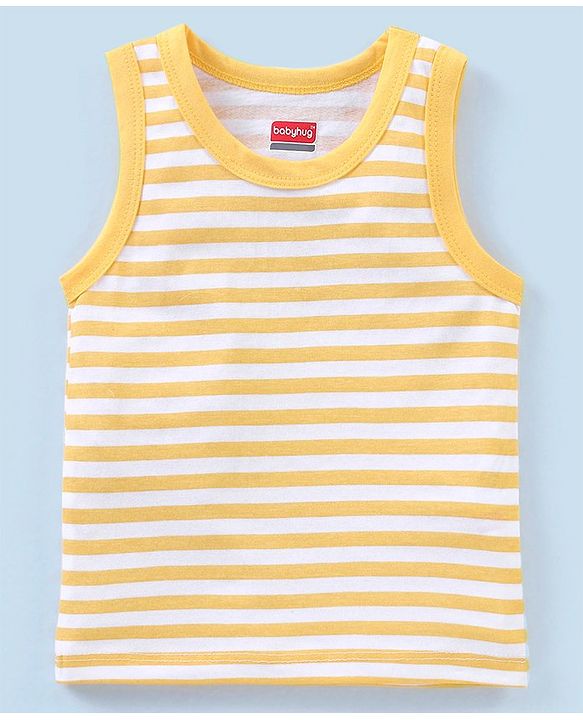 Babyhug 100% Cotton Sleeveless Sando Pack of 3 - Yellow & Blue