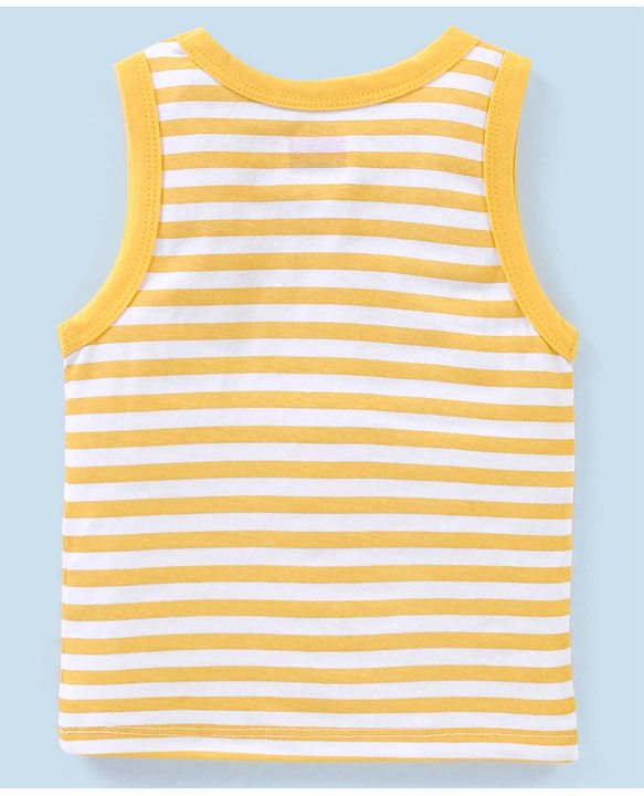 Babyhug 100% Cotton Sleeveless Sando Pack of 3 - Yellow & Blue