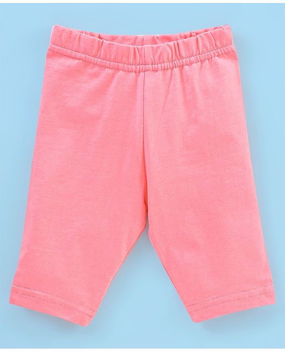 Babyhug Cotton Lycra Three Fourth Length Leggings Polka Dots & Floral Print Pack of 3- Pink & Blue