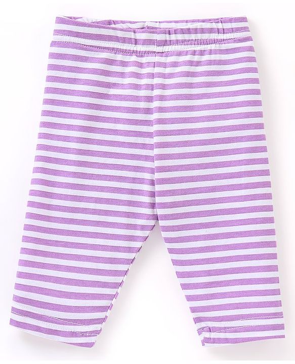 Babyhug Cotton Three Fourth Length Leggings Stripes & Heart Print Pack of 3- Pink & Blue