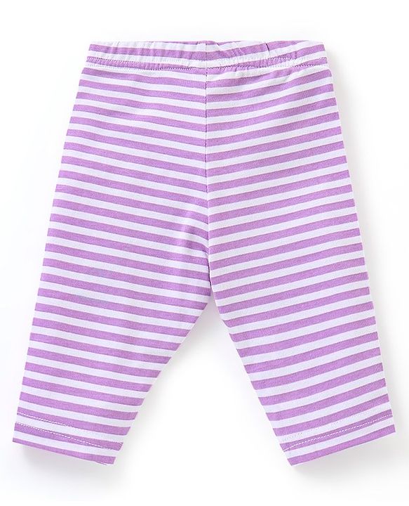 Babyhug Cotton Three Fourth Length Leggings Stripes & Heart Print Pack of 3- Pink & Blue