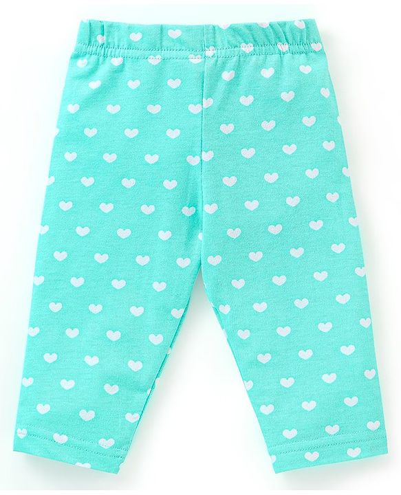 Babyhug Cotton Three Fourth Length Leggings Stripes & Heart Print Pack of 3- Pink & Blue