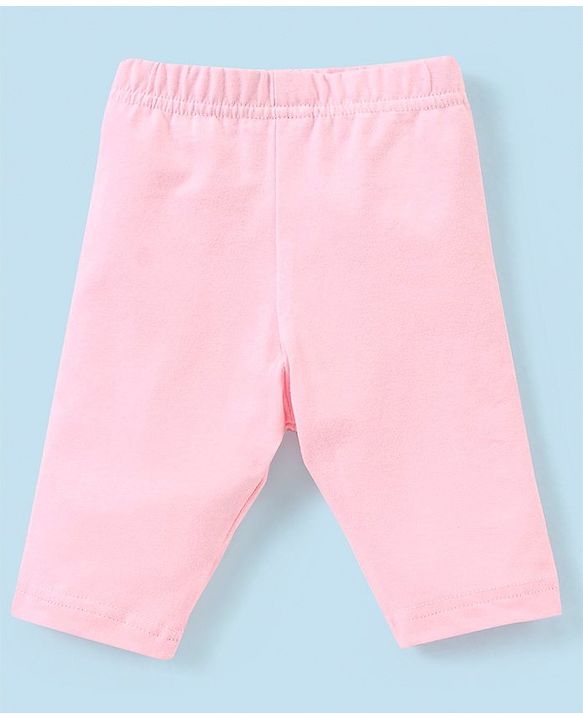 Babyhug Cotton Lycra Three Fourth Length Leggings Stripes & Heart Print Pack of 3- Pink & Blue