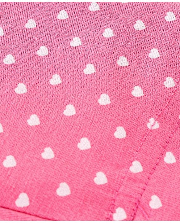 Babyhug Cotton Lycra Three Fourth Length Leggings Stripes & Heart Print Pack of 3- Pink & Blue