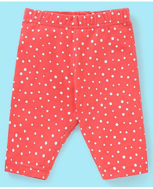 Babyhug Three Fourth Length Lycra Leggings Floral Print Pack of 3 - Red & Blue