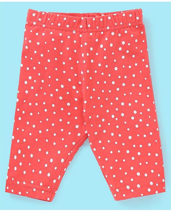 Babyhug Three Fourth Length Lycra Leggings Floral Print Pack of 3 - Red & Blue