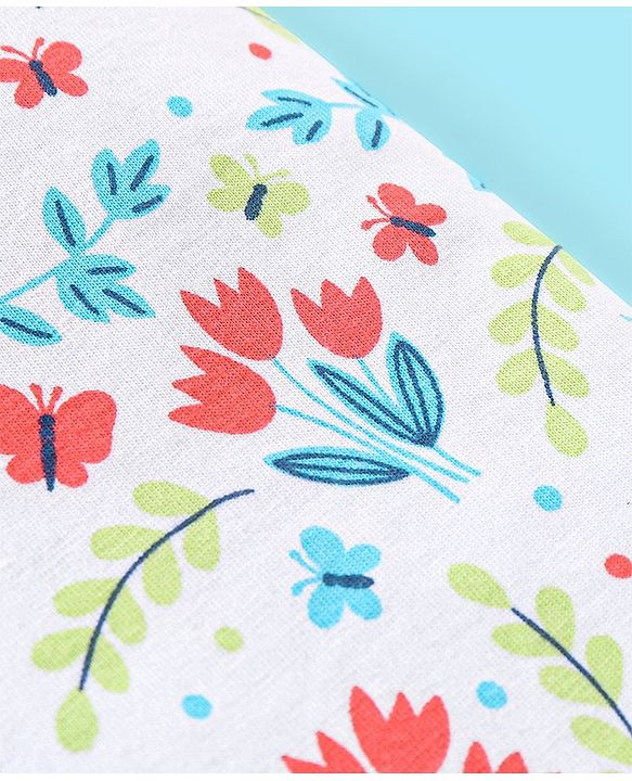 Babyhug Three Fourth Length Lycra Leggings Floral Print Pack of 3 - Red & Blue