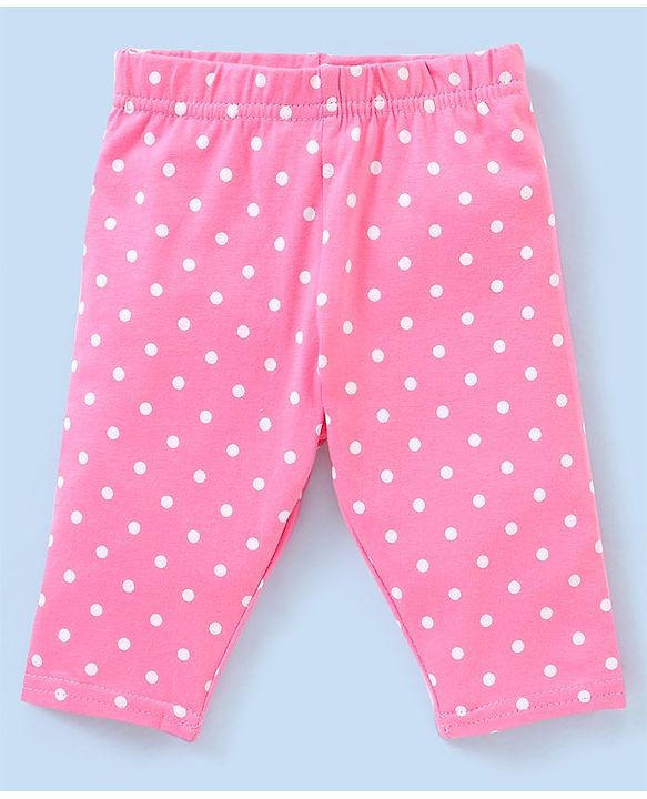 Babyhug Three Fourth Length Lycra Leggings Heart Print Pack of 3 - Pink & Blue