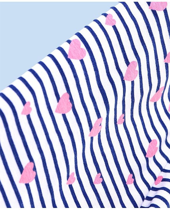 Babyhug Three Fourth Length Lycra Leggings Heart Print Pack of 3 - Pink & Blue