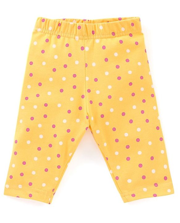 Babyhug Cotton Lycra Three Fourth Leggings Dot & Star Print Pack of 3 - Multicolor