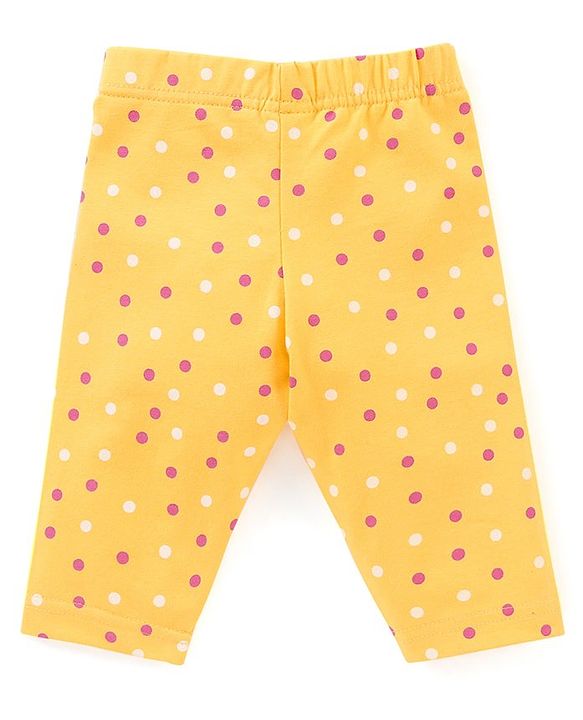 Babyhug Cotton Lycra Three Fourth Leggings Dot & Star Print Pack of 3 - Multicolor