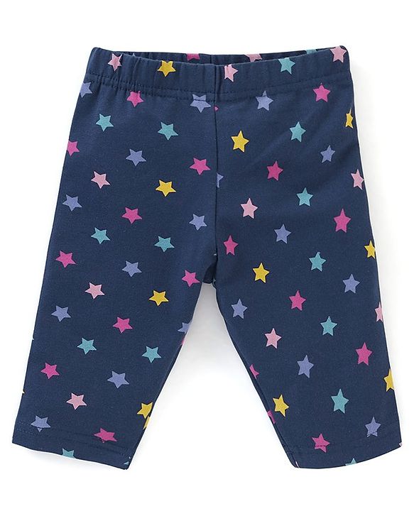 Babyhug Cotton Lycra Three Fourth Leggings Dot & Star Print Pack of 3 - Multicolor