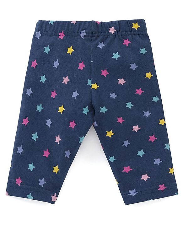 Babyhug Cotton Lycra Three Fourth Leggings Dot & Star Print Pack of 3 - Multicolor