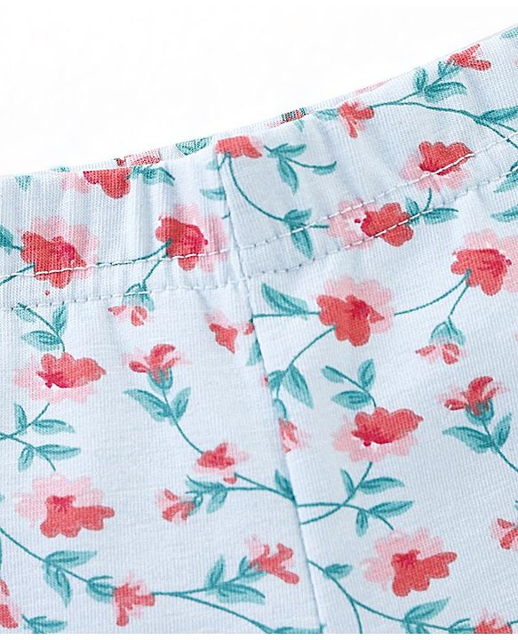 Babyhug Cotton Lycra Three Fourth Leggings Dot & Star Print Pack of 3 - Red  Pink & Light Green