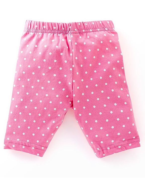 Babyhug Cotton Knit Three Fourth Leggings Polka Dots & Floral Print Pack of 3 - Pink & Sky Blue