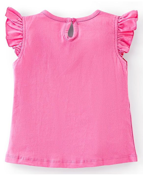 Babyhug 100% Cotton Frill Sleeves Tee With Popcorn & Dot Graphics Pack Of 3- Pink & Peach