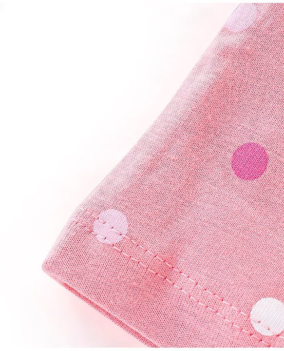 Babyhug 100% Cotton Frill Sleeves Tee With Popcorn & Dot Graphics Pack Of 3- Pink & Peach