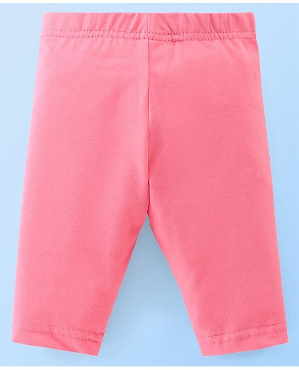 Babyhug Cotton Three Fourth Lycra Leggings Dot & Floral Print Pack Of 3- Pink White & Purple