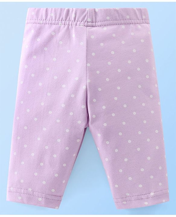 Babyhug Cotton Three Fourth Lycra Leggings Dot & Floral Print Pack Of 3- Pink White & Purple