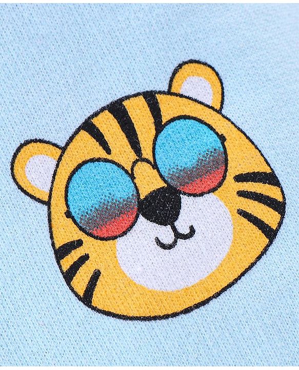 Babyhug 100% Cotton Half Sleeves Tee & Dungaree Set Lion & Text Print- Yellow & Blue