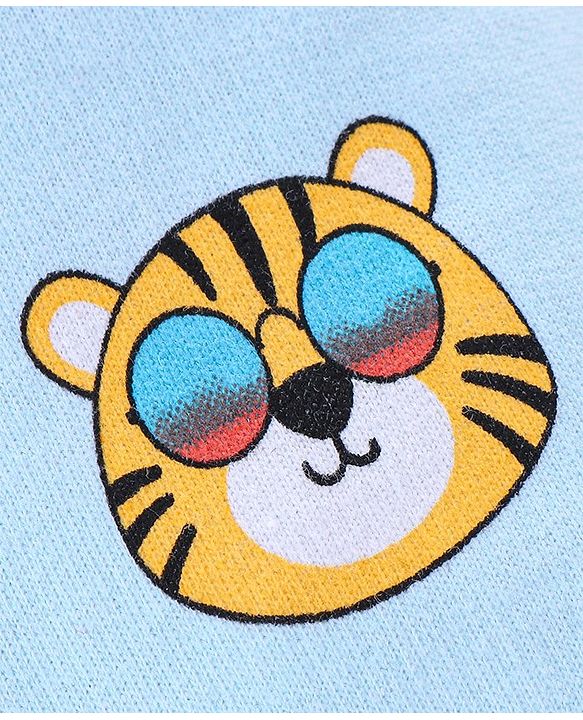 Babyhug 100% Cotton Half Sleeves Tee & Dungaree Set Lion & Text Print- Yellow & Blue