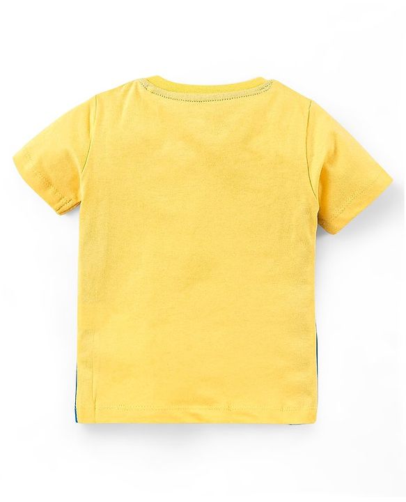 Babyhug 100% Cotton Half Sleeves Basket Ball Text Print T-Shirt & Shorts - Yellow