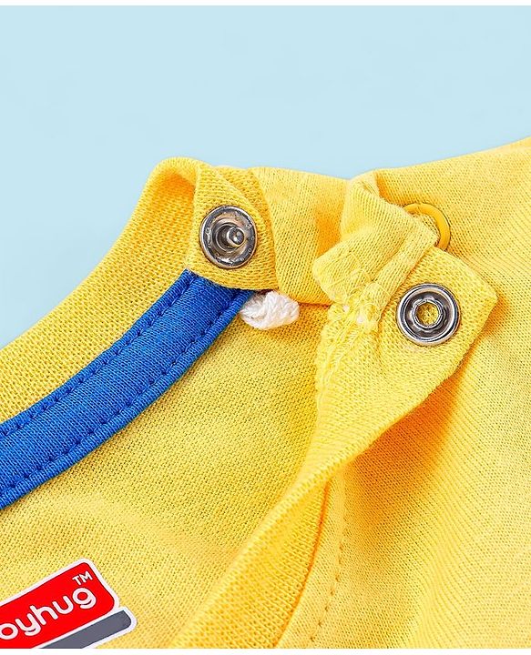 Babyhug 100% Cotton Half Sleeves Basket Ball Text Print T-Shirt & Shorts - Yellow