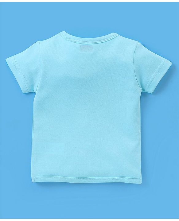 Babyhug 100% Cotton Half Sleeves Vests Stripes & Panda Print Pack of 3 - Turquoise Orange & White