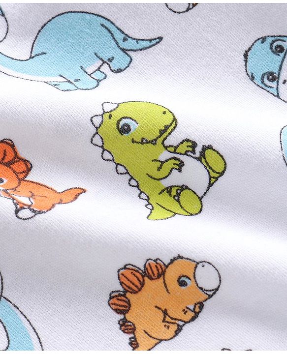Babyhug 100% Cotton Knit Half Sleeves Set of Vests Dino Print Pack of 3 - Multicolor